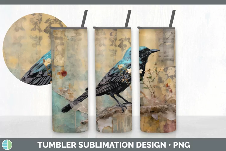 Vintage Starling Bird Tumbler | Sublimation 20 oz Skinny Tum