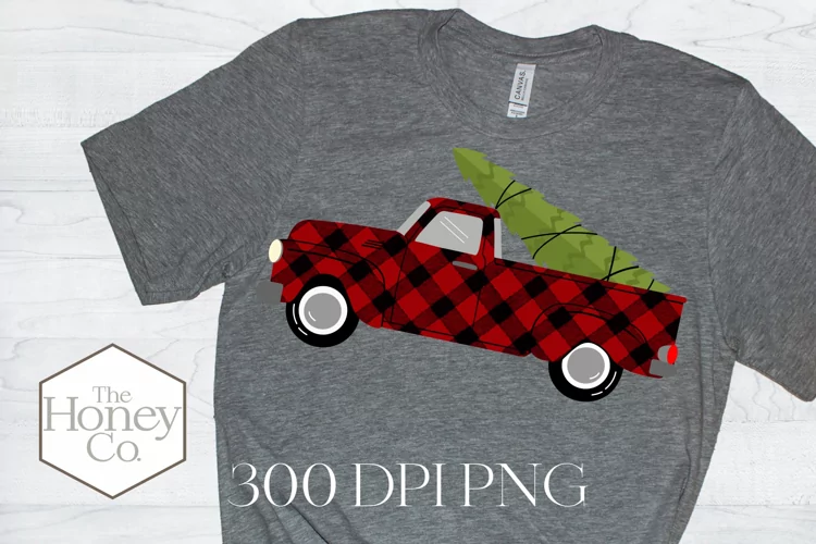 Plaid Truck Plaid Christmas Sublimation PNG
