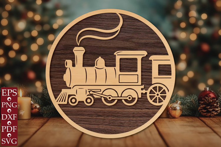 Vintage Steam Train Round Sign SVG