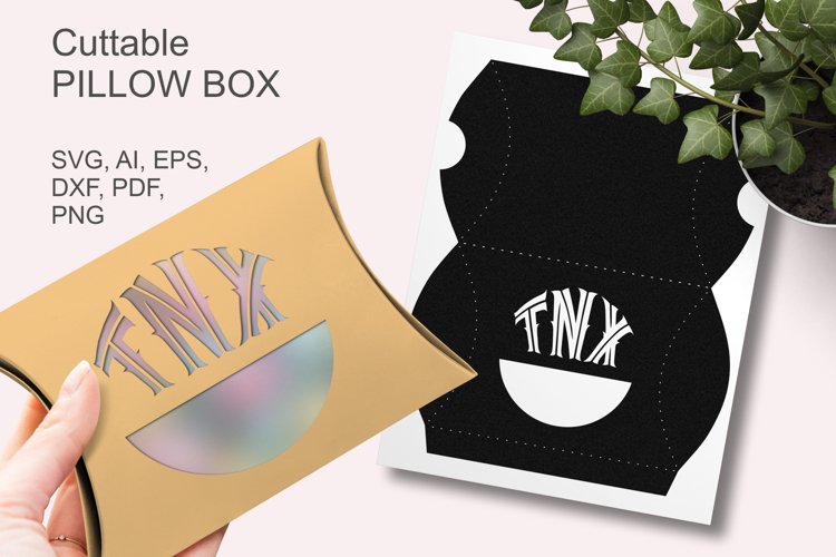 Vintage Style TNX Letters Window Pillow Box SVG Paper Cut