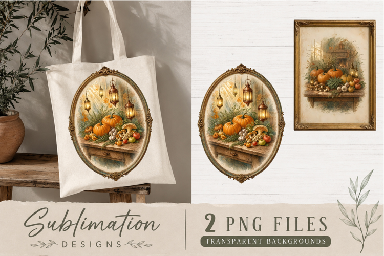 Vintage Autumn Pumpkin Sublimation PNG | Fall Harvest