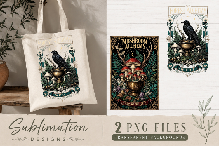 Celestial Raven Moon PNG | Gothic Apothecary Sublimation