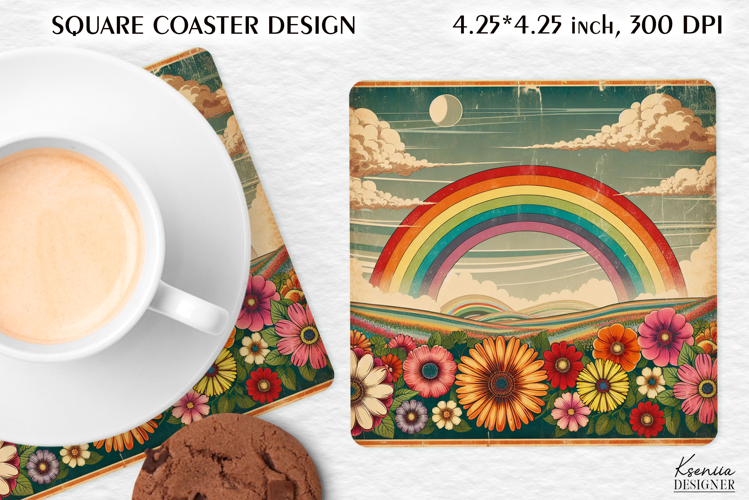 Vintage Rainbow Square Coaster