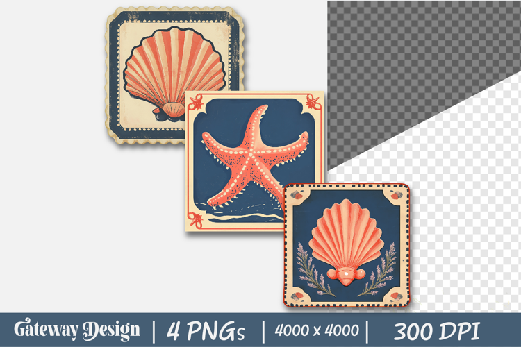 Vintage Summer Faux Postage Stamp Clipart