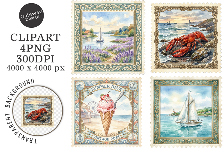 Vintage Summer Stamp PNG