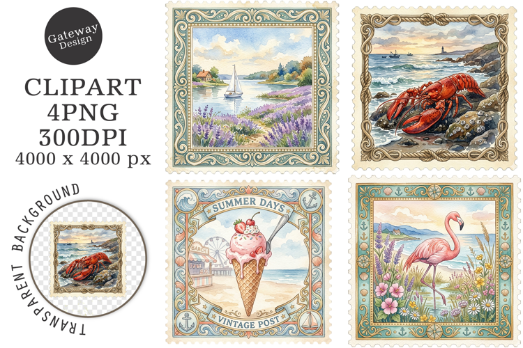 Vintage Summer Stamp PNG