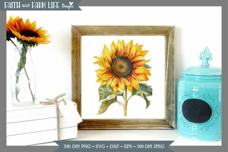Vintage Sunflower JPEG, PNG