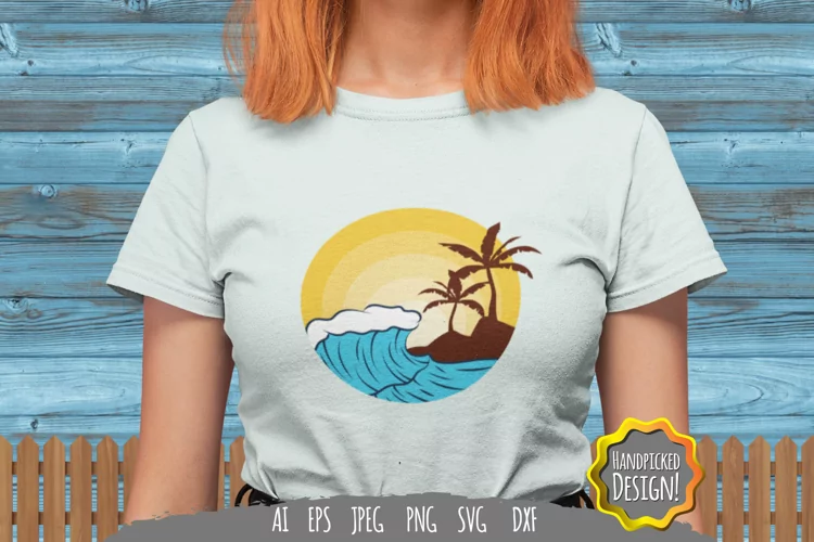 Vintage Sunset Wave for T-Shirt Design