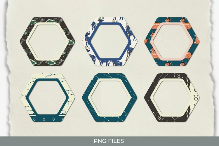 Vintage Taurus Sign Seamless Pattern Frames