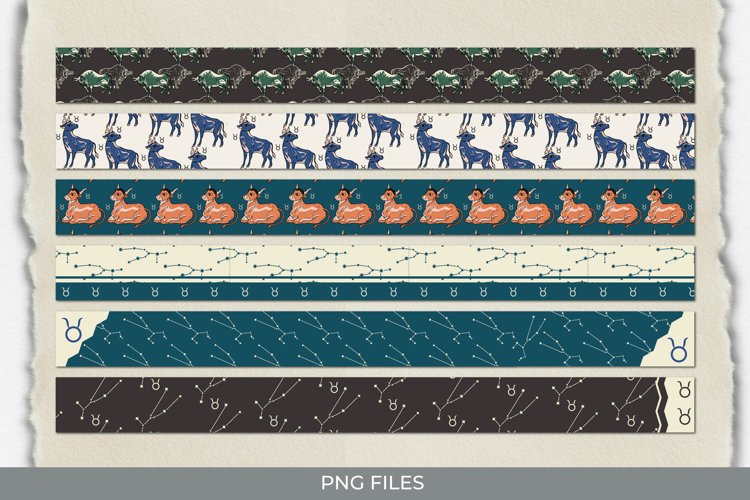 Vintage Taurus Sign Seamless Pattern Strips example image 1