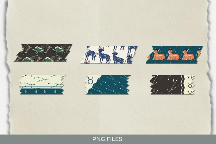 Vintage Taurus Sign Seamless Pattern Tape