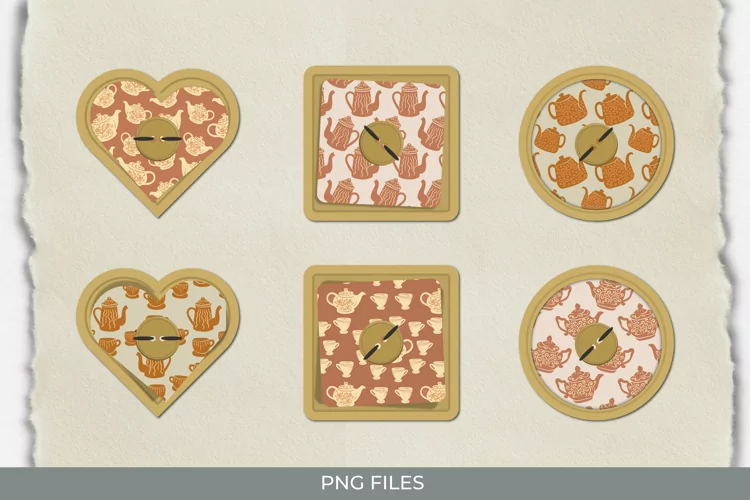 Vintage Tea Pot Seamless Pattern Button