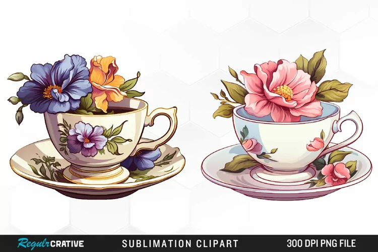 Vintage Tea Watercolor Clipart