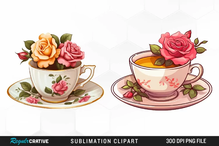 Vintage Tea Watercolor Clipart