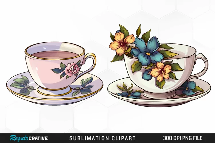 Vintage Tea Watercolor Clipart