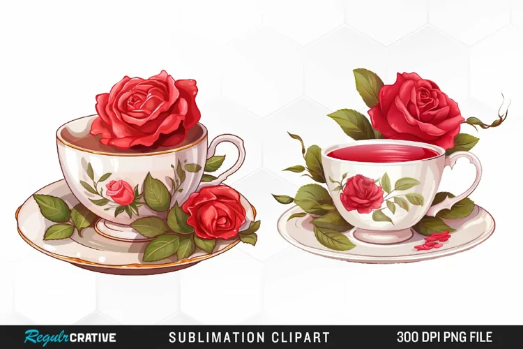 Vintage Tea Watercolor Clipart