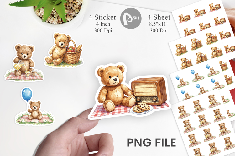 Vintage Teddy Bear Picnic Sticker