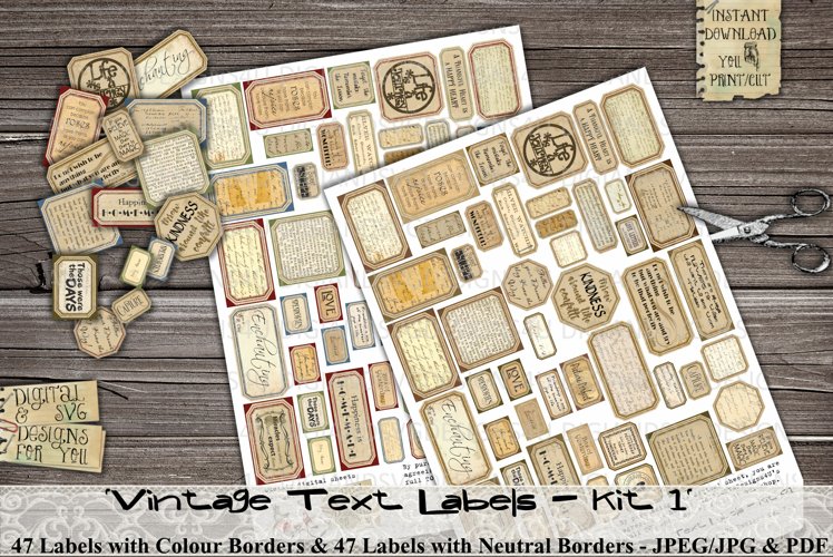 Vintage Text Labels | Text | Quotes | Phrases | Labels example image 1