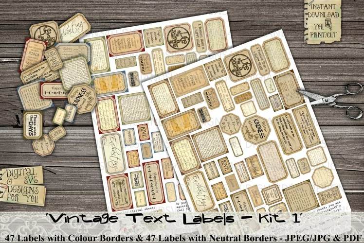 Vintage Text Labels | Text | Quotes | Phrases | Labels