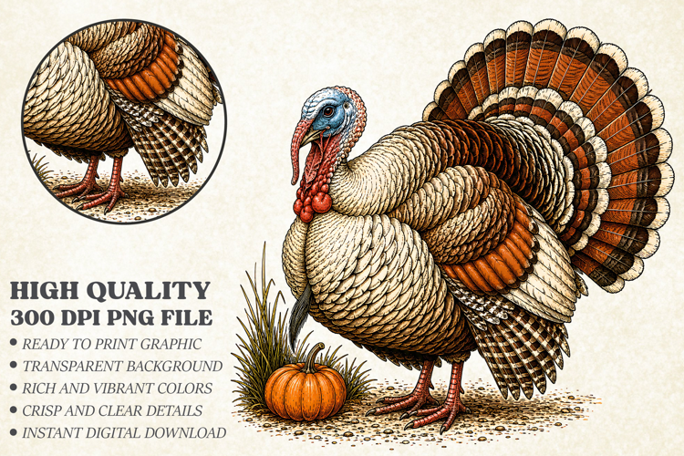 Vintage Thanksgiving Turkey PNG, Fall Harvest Sublimation Sh