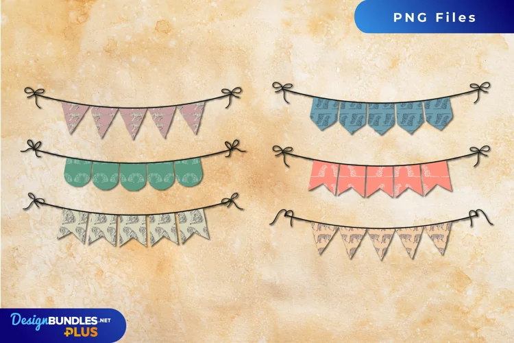 Vintage Tiger Seamless Pattern Bunting Banner Sets