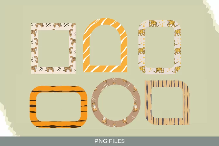 Vintage Tiger Seamless Pattern Frames