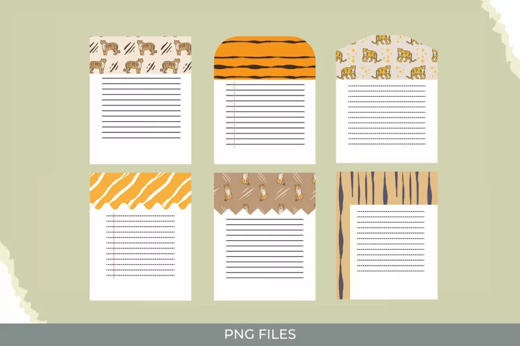 Vintage Tiger Seamless Pattern Shaped Journaling Area
