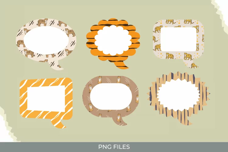 Vintage Tiger Seamless Pattern Speech Bubbles