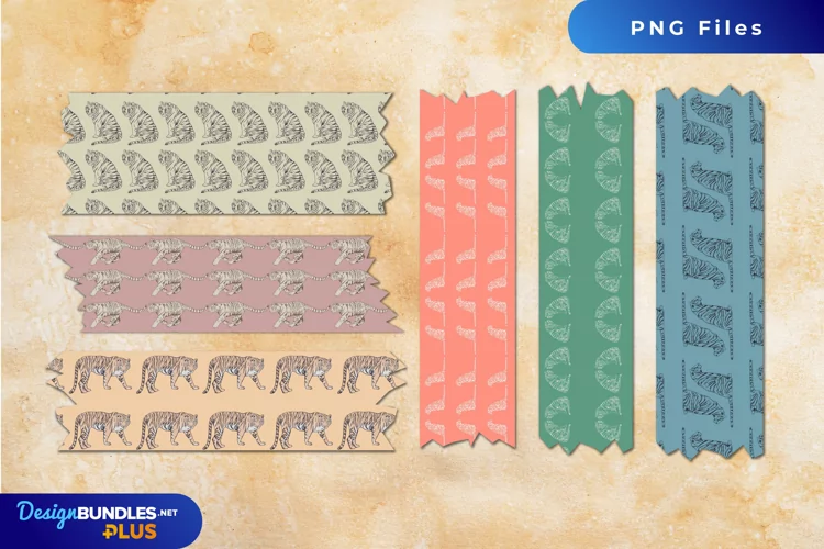 Vintage Tiger Seamless Pattern Tape