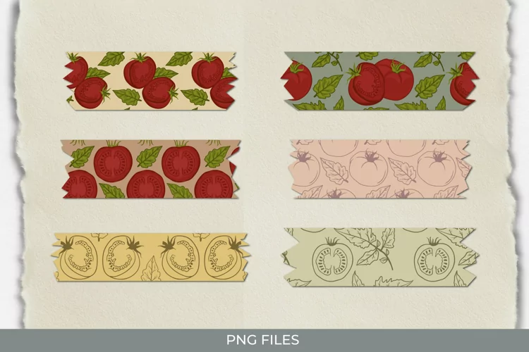 Vintage Tomatoes Seamless Pattern Tape