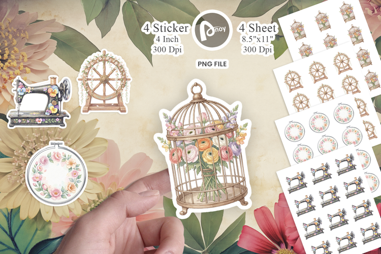 Vintage Tools And Floral Sticker