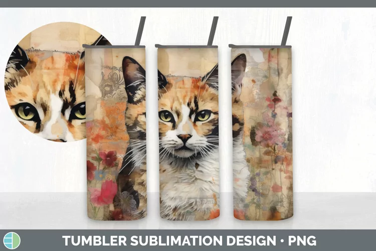 Vintage Tortoiseshell Cat Tumbler | Sublimation 20 oz Skinny