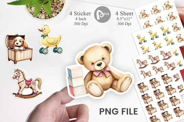 Vintage Toy Animals Sticker