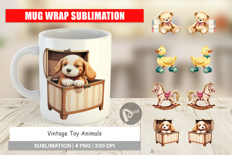 Mug Wrap Vintage Toy Animals