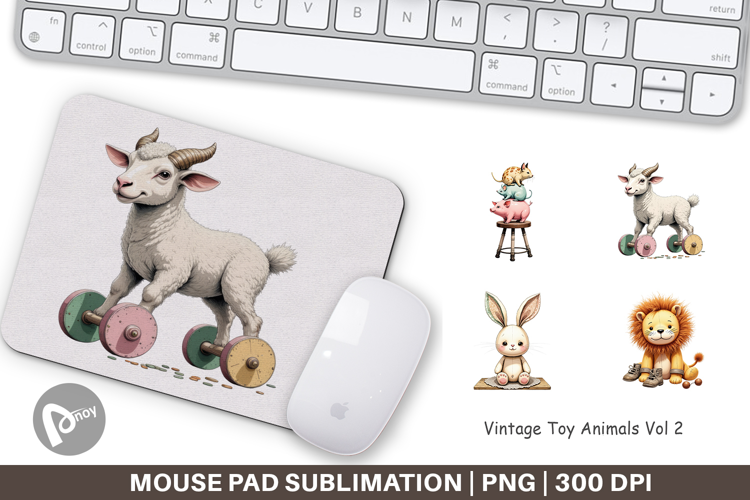Mouse Pad Vintage Toy Animals
