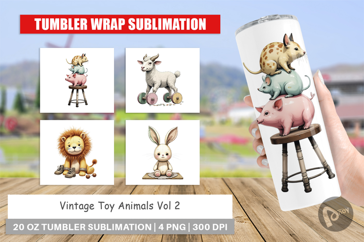 Tumbler Vintage Toy Animals