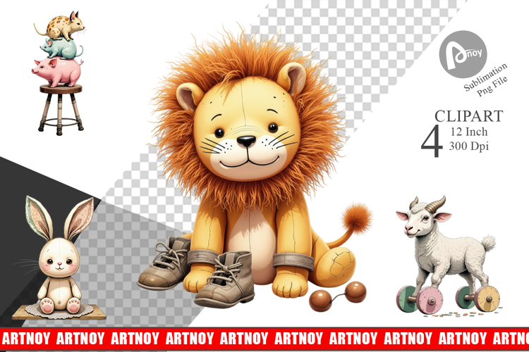 Vintage Toy Animals Clipart