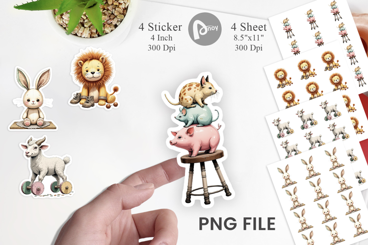 Vintage Toy Animals Sticker