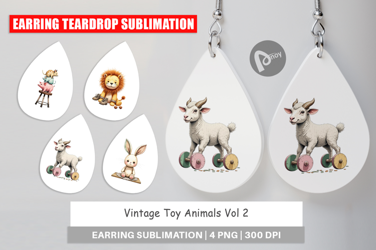 Earring Vintage Toy Animals