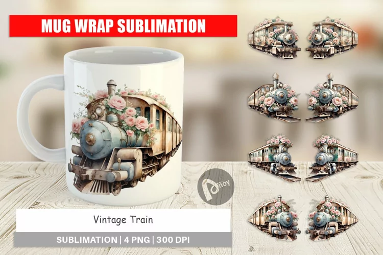 Mug Wrap Vintage Train
