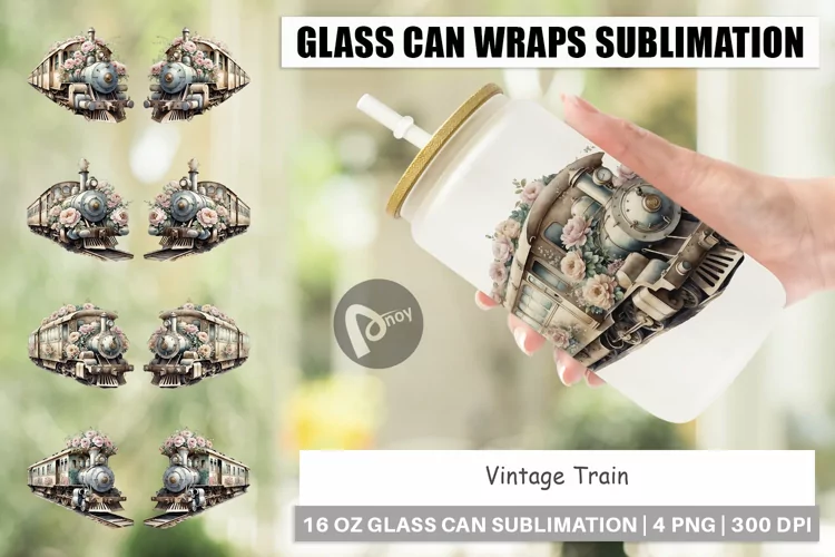 Glass Can Vintage Train