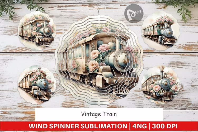 Wind Spinner Vintage Train