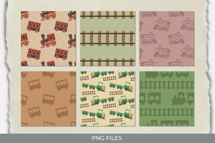 Vintage Train Seamless Pattern Paper Packs