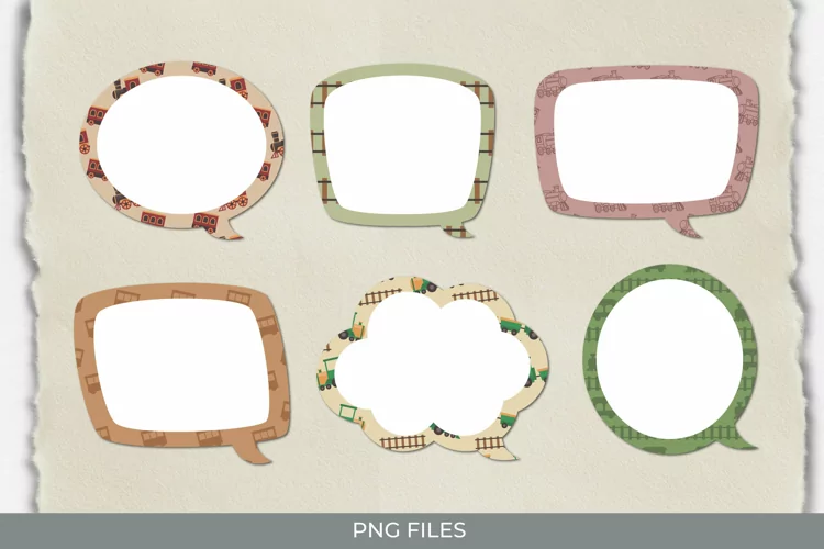 Vintage Train Seamless Pattern Speech Bubbles