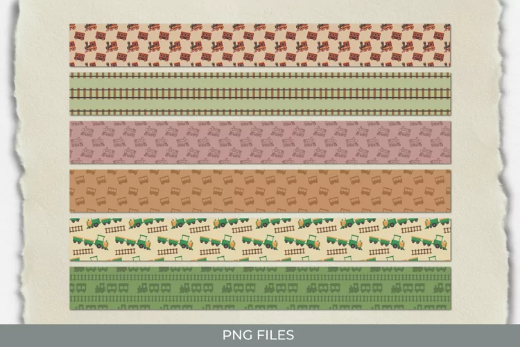 Vintage Train Seamless Pattern Strips
