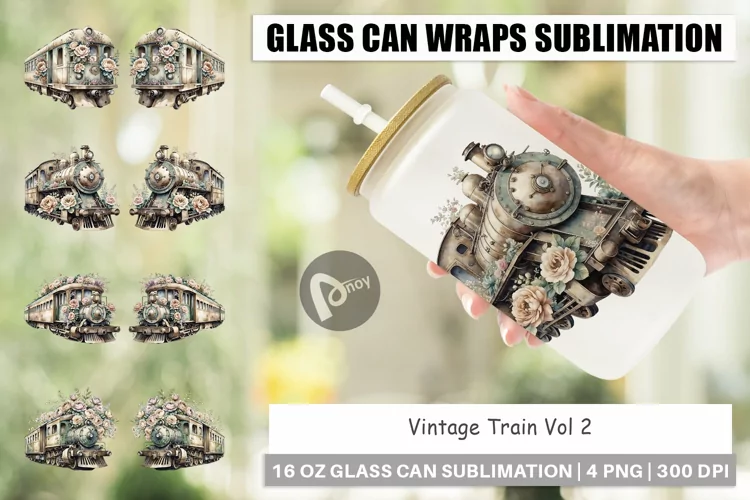 Glass Can Vintage Train