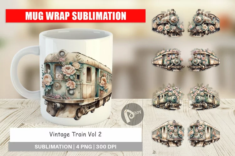 Mug Wrap Vintage Train