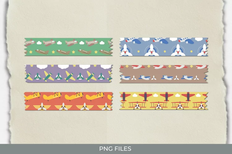Vintage Travel Airplane Patterned Tape