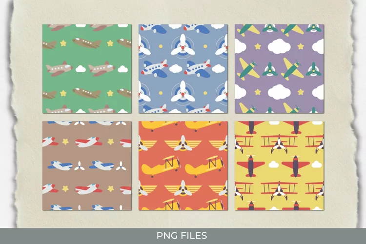 Vintage Travel Airplane Seamless Pattern Paper Pack
