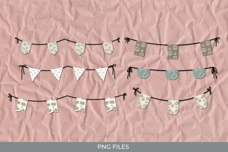 Vintage Travel Stamp Bunting Banner Sets
